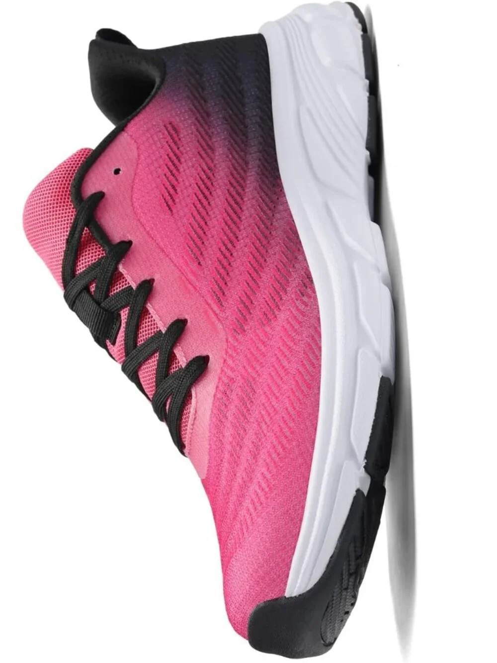 Women's Rose Red Black Running Shoes Breathable Casual Non Slip Walking Sneakers